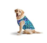 Mermaid Teal Fish Scale Casual Stretch Pet Vest T-Shirts, Comfort Cotton Dog Sweatshirt Sweater Vest For Large Dogs (3xl-5xl)