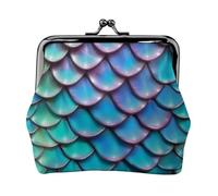 Mermaid Teal Fish Scale Coin Purses, Small Card Case Wallet For Men Women For Shopping And Casual Outings, Black, One Size, Art Deco