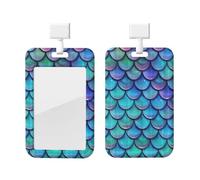 Mermaid Teal Fish Scale Print Card ID Badge Holder with Breakaway Lanyard,for Doctor Teacher Nurse Staff Office