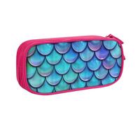 Mermaid Teal Fish Scale Print Pencil Pouch Storage Cosmetics Art Tools Supplies Students Teachers Versatile Use