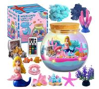 Mermaid Terrarium Kit - LED Sea Habitat, Remote Control Night Lamp for Kids, Educational Arts & Crafts with Sea Creatures, Aquarium Set, Creative Play Project for Girls and Boys Ages 4-12