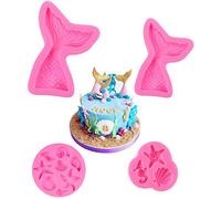 Mermaid Themed Silicone Fondant Cake Moulds for Cake Cupcake Decorations, Mermaid Tail, Seashell, Seahorse Candy Chocolate Baking Molds