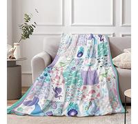 Mermaid Throw Blanket for Girls, 130 x 150 cm Cozy Cute Mermaid Theme Fluffy Plush Blanket for Kids, Soft Cute Mermaid Purple Blue Flannel Throw Blanket for Children Teen Women Gift Sofa Bed Couch