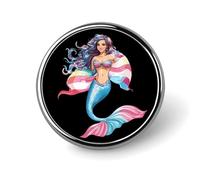 Mermaid Trans Flag Round Brooches And Pins for Women 1" Men Lapel Pin for Hat Bag Backpack Decor