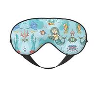 Mermaid Tropical Jellyfish Goldfish Cheering Seahorse Sleep Eye Mask Comfortable Eyes Hade for Sleeping,Light Blocking Sleep Mask with Adjustable Strap