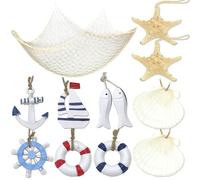 Mermaid Under the Sea Party Decorative Fishing Net 1M*2M Nautical Fishing Net with Sea Shells Nautical Ornaments for Home Bedroom Nautical Decor Mediterranean Party