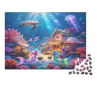 Mermaid Underwater World 1000 Piece Jigsaw Puzzle Paper for Adults Ocean Coral Scene Relaxing Focus Family Activity Home Decor Gift 52x38cm/1000pcs