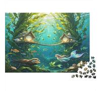 Mermaid Underwater World 1000 Piece Jigsaw Puzzle Paper Material For Adults Fantasy Ocean Scene Puzzle Game for Family Stress Relief Focus Improvement Home Decor Gift 70x50cm/1000pcs