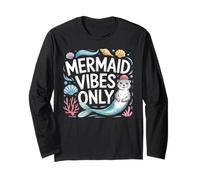 Mermaid Vibes Only Cute Ocean Otter Retro Aesthetic Long Sleeve T-Shirt
