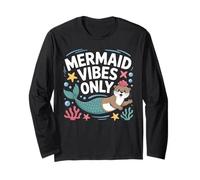 Mermaid Vibes Only Cute Ocean Otter Retro Aesthetic Long Sleeve T-Shirt