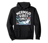 Mermaid Vibes Only Cute Ocean Otter Retro Aesthetic Pullover Hoodie