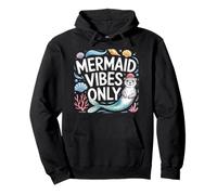 Mermaid Vibes Only Cute Ocean Otter Retro Aesthetic Pullover Hoodie