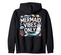 Mermaid Vibes Only Cute Ocean Otter Retro Aesthetic Zip Hoodie