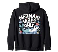 Mermaid Vibes Only Cute Ocean Otter Retro Aesthetic Zip Hoodie
