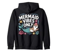 Mermaid Vibes Only Cute Ocean Otter Retro Aesthetic Zip Hoodie