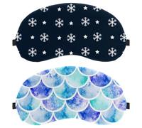 Mermaid Watercolor Print 2-Pack Eye Patch and Eye Masks Set, Light-Blocking, Soft, Breathable Sleep Mask Kit