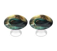 Mermaid with Full Moon Funny Cabinet Knobs 2 Pack Round Drawer Dresser Pulls Door Handles Knobs for Door Wardrobe
