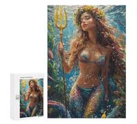 Mermaid with Trident Underwater Puzzle 1000 Teile Schwer Puzzle Spielzeug Lernspiel Impossible Herausforderungsspielzeug Für Erwachsene Kinder 300 PCS