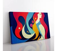 Mermaid Woman Abstract Canvas Wall Art Print Ready to Hang, Framed Picture for Living Room Bedroom Home Office Décor, 60x40 cm (24x16 Inch)