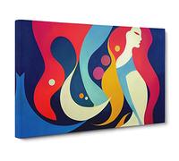 Mermaid Woman Abstract Canvas Wall Art Print Ready to Hang, Framed Picture for Living Room Bedroom Home Office Décor, 30x20 Inch (76x50 cm)