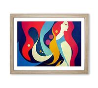 Mermaid Woman Abstract H1022 Framed Print for Living Room Bedroom Home Office Décor, Wall Art Picture Ready to Hang, Oak A3 Frame (46 x 34 cm)