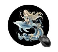 Mermaid1 Is Riding on Dolphin Funny Mouse Pad 8" Stylish Non-Slip Mousepad Mats