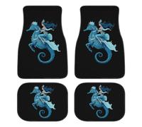 Mermaid1 Riding Seahorse Funny Car Floor Mats Sets Carpet 4 Pieces