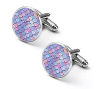 Mermaides-Fish Scales Fashion Cufflinks for Men Classic Shirts Cuff Links Set for Wedding Business 1.7cm