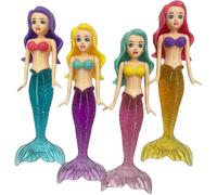 Mermaids 4 Pack Pool Diving Toys for Kids - Princess Tail Flap, Floating Fun Bat
