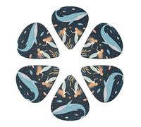 Mermaids And Whale UnderseaGuitar Picks 6 Pack Thin Medium Heavy Thickness Guitars Pick For Acoustic Electric Guitar Ukulele Bass 0.46mm