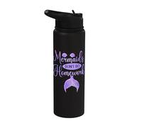 Mermaids Don't Do Homework School Underwater Mermaid Stainless Steel Insulated Water Bottle