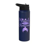 Mermaids Don't Do Homework School Underwater Mermaid Stainless Steel Insulated Water Bottle