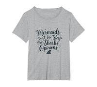 Mermaids Don't Lose Sleep Over Sharks' Opinions T-Shirt, Women's Plus, Heather Grey, 4X