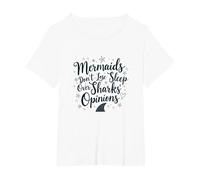 Mermaids Don't Lose Sleep Over Sharks' Opinions T-Shirt, Women's Plus, White, 3X