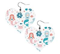 Mermaids Heart Shape Leather Earrings Women Girls Simple Dangle Earrings Gifts for Her