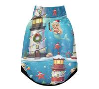 Mermaids Lighthouses Christmas Warm Dog Coat, Adjustable Durable Doggie Winter Jacket Reversible Cozy Puppy Cold Weather Apparel from Small to Large Breed