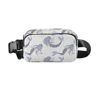 Mermaids Pattern Mythical Sea Trendy Crossbody Bag Waist Packs for Women Men Teens Waterproof Chest Belt Bum Bag with Adjustable Strap for Travel Running Hiking, Mermaids Pattern Mythical Sea, One