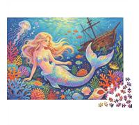 Mermaids Shipwreck Puzzle for Adults 1000Pc Recyclable Paper Fairy-tale Style Jigsaw Puzzle Parent Child Game Props Developing Boy & Girl‘s Intelligence Toy 52x38cm/1000pcs