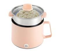 Mermajestic 1.7L Electric Hot Pot 300W/600W Mini Cooking Pot, portable microwave with Steamer and Stainless Steel Non-Stick Pot, Anti-Dry Burn Protection, for Apartments, Dorms, Camping (Pink)