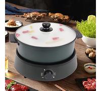Mermajestic 4L Electric Hot Pot, 1-5 People Hotpot Pot, 1350W Portable Non-Stick Frying Pan, Infinite Temperature Control, for RV Travel Dorm Office Garden Party, Suit for tew/Ramen/Pasta/Soup (Green)