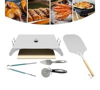 Mermajestic Outdoor Pizza Ovens, Pizza Oven Wood Fired Pizza Maker, Portable Manual Stainless Steel Pizza Grill with Peel and Cutter Wheel, Front-to-back Pass-through, Temperature Range (0-300℃)