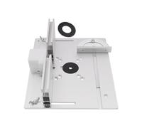 Mermajestic Router Table Insert Plate, Aluminum Router Table Plate for Woodworking with Back Fence & Angle Ruler, Trimming Machine Flip Board Engraving Auxiliary Tool, Two Screw Hole Distance (Silver)