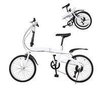 Mermajestic White Aluminium 146 * 113cm/57.4 * 44.4in Folding Bike 6 Speed Shift Folding Bicycle Bicycles Double V Brake for Men and Women Adults Folding City Bike Suitable from 140cm-190 cm
