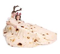 mermaker Burritos Tortilla Throw Blanket 2.0 Double Sided 80 inches for Adult and Kids, Giant Funny Realistic Food Blanket, 285 GSM Novelty Soft Flannel Taco Blanket (Yellow Blanket-Double Sided)