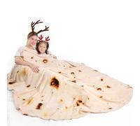 Mermaker Burritos Tortilla Throw Blanket 2.0 for Adults and Kids - Giant Funny Realistic Food, 285 GSM Novelty Soft Flannel Taco, 47 Inches (Yellow-Double Sided)