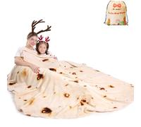 Mermaker Burritos Tortilla Throw Blanket 2.0 - Giant Funny Realistic Food Blanket, 285 GSM Novelty Soft Flannel Double Sided, For Adult and Kids - Yellow 60 inch Blanket