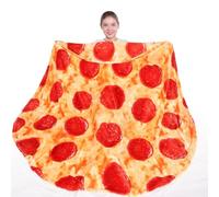 Mermaker Pepperoni Pizzas Blanket 2.0 Double Sided 71 Inch for Adults and Kids, Realistic Food Blanket, 285 GSM, Funny Gifts for Teens