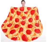 mermaker Pepperoni Pizzas Blanket Double Sided 90 inches, 285 GSM Soft Novelty Realistic Food Blanket for Adult and Teens, Funny Gifts for Teen Boy and Girl