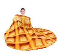 Mermaker Waffles Blanket 2.0 Double Sided 71 inches for Adult and Kids, Novelty Realistic Waffles Food Throw Blanket, 285 GSM Soft Flannel Blanket