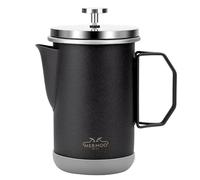 MERMOO YILAN French Press Coffee Maker Manual Milk Frother 1000ml for 4-6 Cup, Foldable Handle, Insulated Coffee Press Portable for Camping, Travel, Home Use (Black)